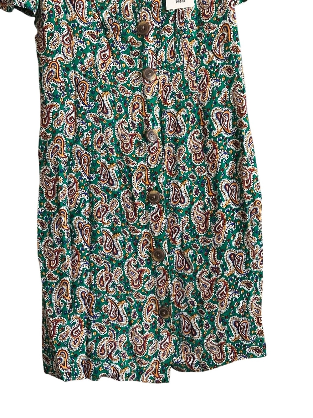 Anthropologie Maeve Green Paisley Short Sleeve Shift Dress. Size 10. - Picture 5 of 11